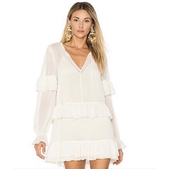 Tularosa Darla Ruffle Tunic Dress Off White - Picture 1 of 6